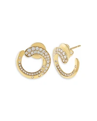18K Yellow Gold Like Collection Spiral Hoop Earrings with Diamond Pavé, 0.74 tcw