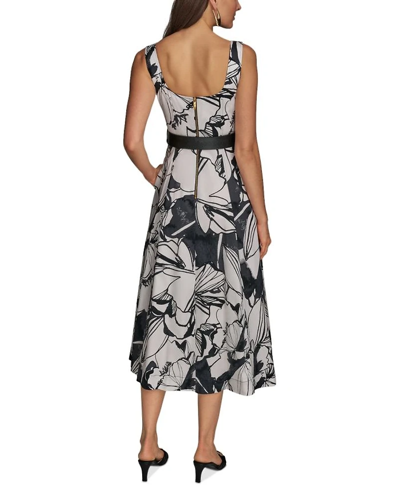 Floral Square Neck Midi Dress