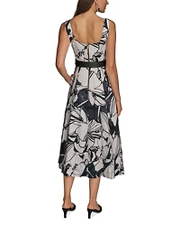 Floral Square Neck Midi Dress