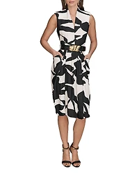 Donna Karan Floral Belted Sheath Dress