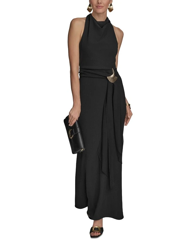 Cowlneck Sash Belt Gown