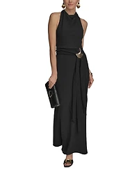 Cowlneck Sash Belt Gown