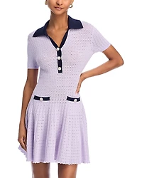 Self-Portrait Lilac Pointelle Knit Mini Dress