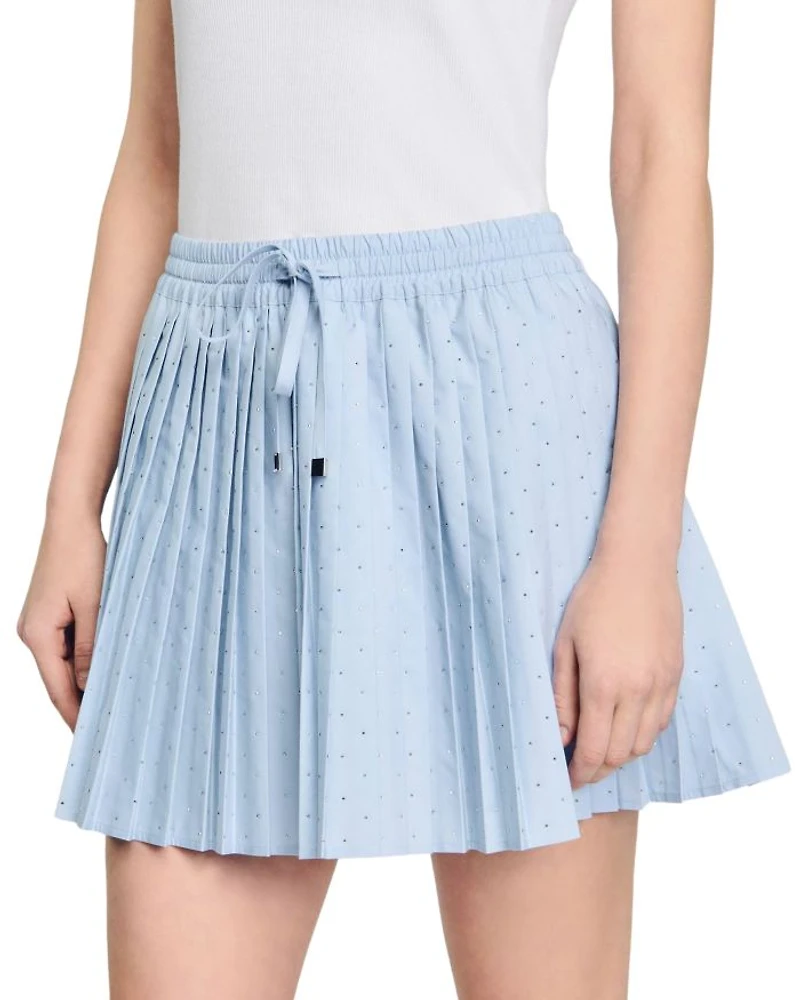 Rhinestone Pleated Mini Skirt