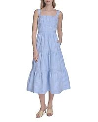 Eliza J Square Neck Tiered Skirt Midi Dress