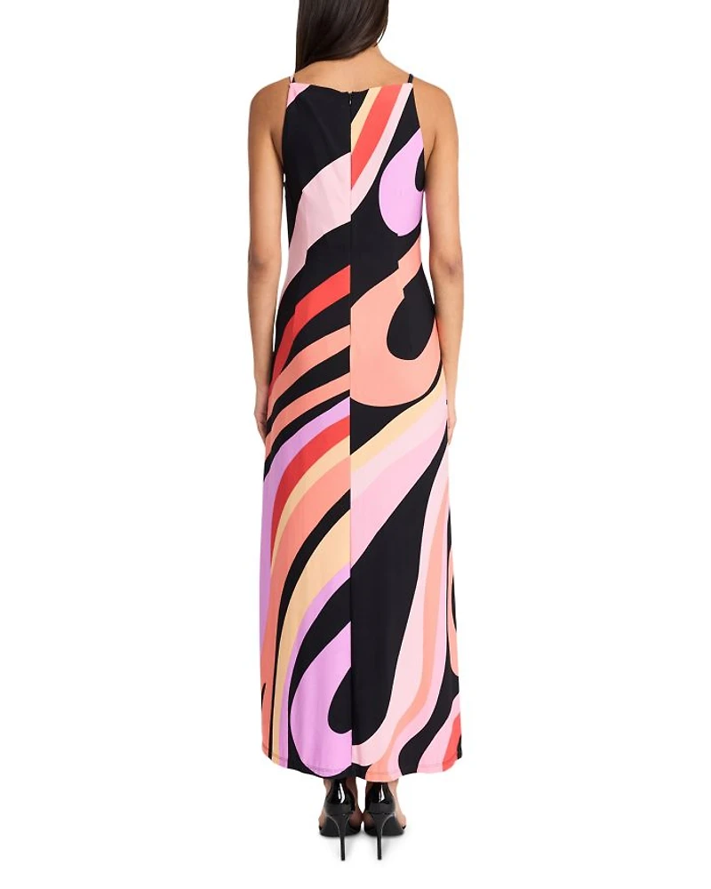 Printed Straight Neck Maxi Dress