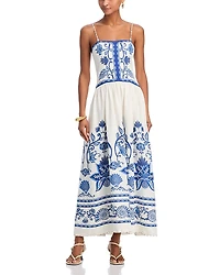 Farm Rio Shell Garden Sleeveless Midi Dress