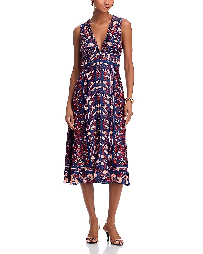 Farm Rio Boho Floral Scarf Midi Dress