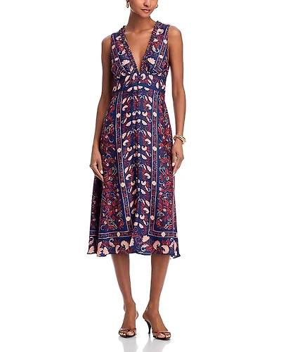 Farm Rio Boho Floral Scarf Midi Dress