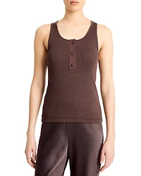 Vince Mixed Media Henley Tank Top