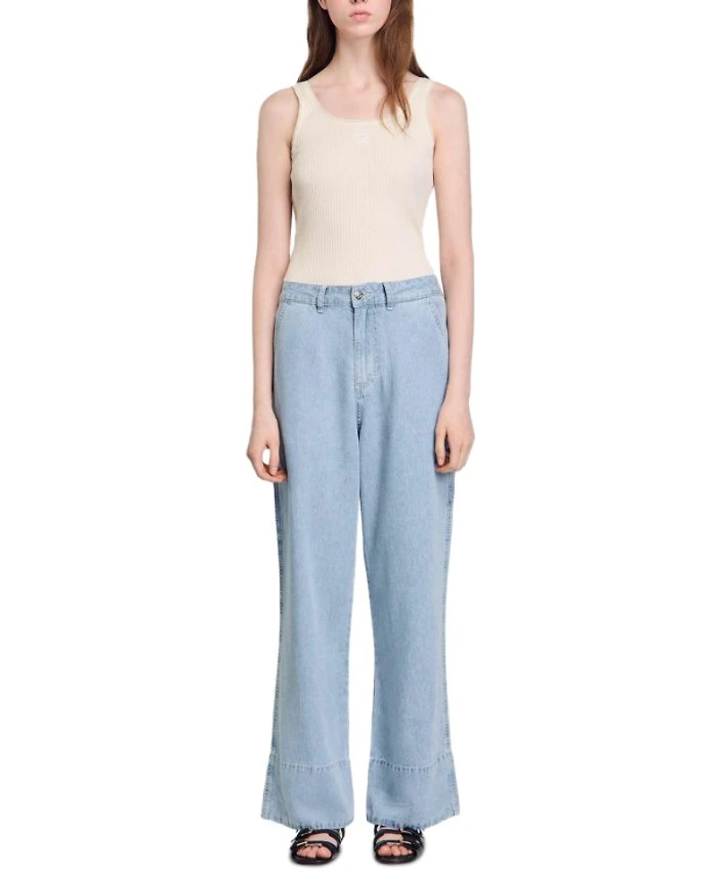 High Rise Wide Leg Jeans Blue Jean