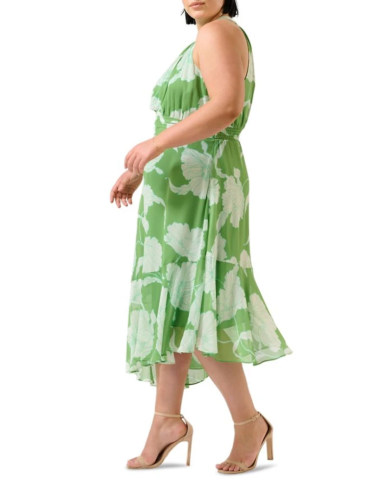 Plus Seafall Halter Neck Asymmetric Midi Dress