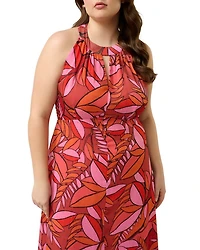 Plus Aster Halter Neck High Low Dress
