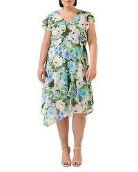 Estelle Plus Aqua Floral Midi Dress