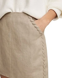 Whip Stitch Linen Mini Skirt