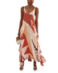 Sasha Printed Ruffle Trim Dress