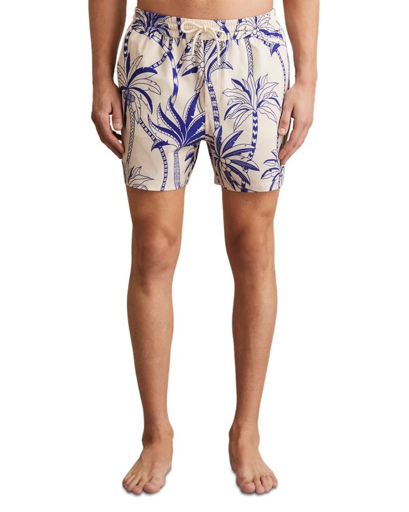 Abstract Leaf Print Swim Shorts