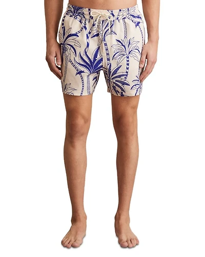 Abstract Leaf Print Swim Shorts