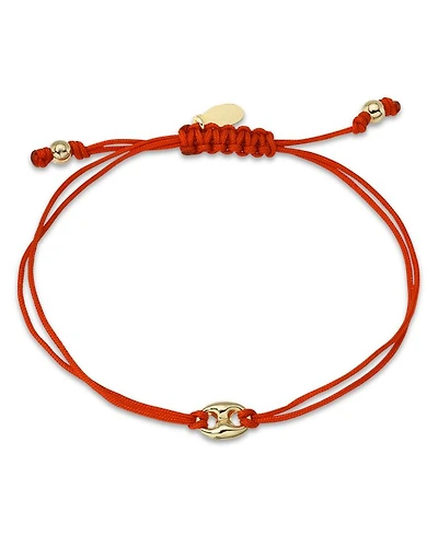 14K Yellow Gold Fortune Red Cord Slider Bracelet