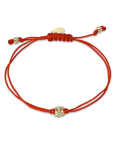 Zoe Lev 14K Yellow Gold Fortune Red Cord Slider Bracelet