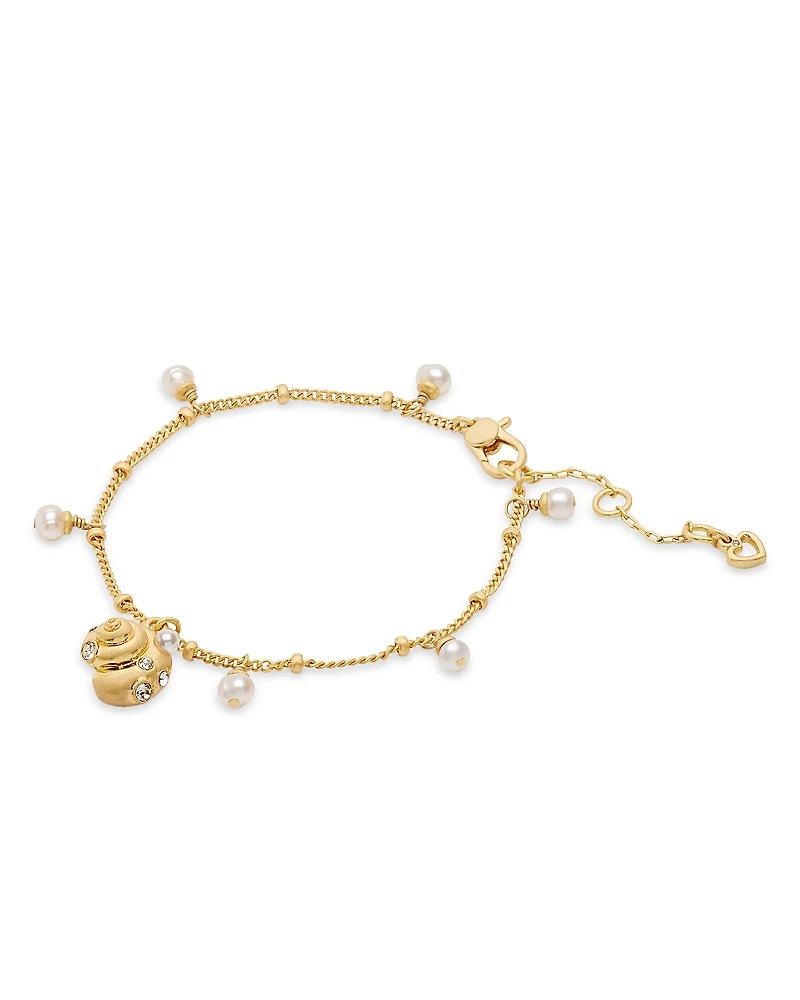 kate spade new york Beachside Pave Shell, Imitation & Cultured Freshwater Pearl Charm Bracelet