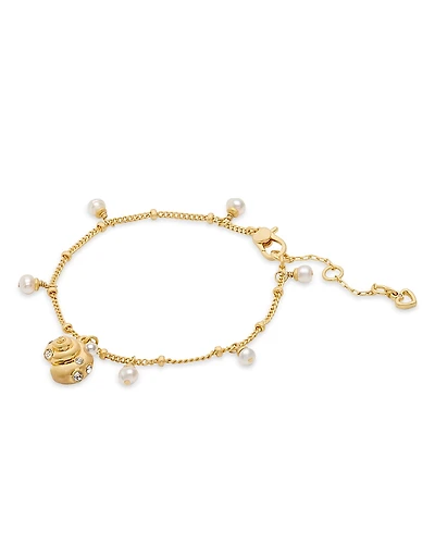 kate spade new york Beachside Pave Shell, Imitation & Cultured Freshwater Pearl Charm Bracelet