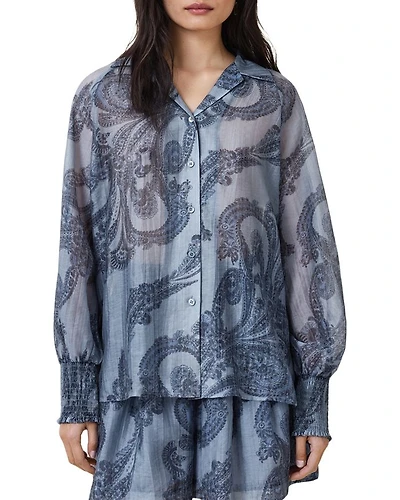 Isla Printed Smocked Cuff Shirt