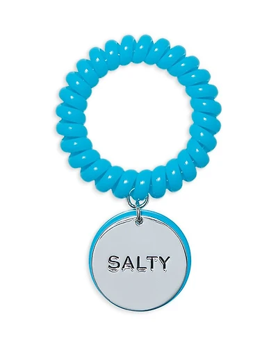 Etched Word Disc Charm Coiled Stretch Bracelet
