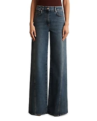 Twisted Seam Wide Leg Jeans Mid Blue