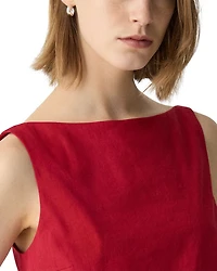 Bateau Neck Linen Cropped Top