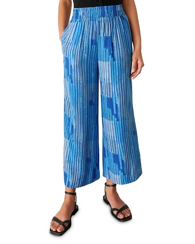 Stripe Print Cropped Pants