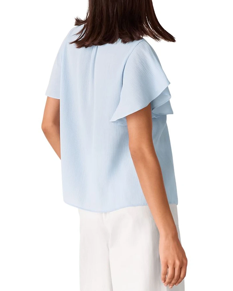 Flutter Sleeve Tie Front Blouse