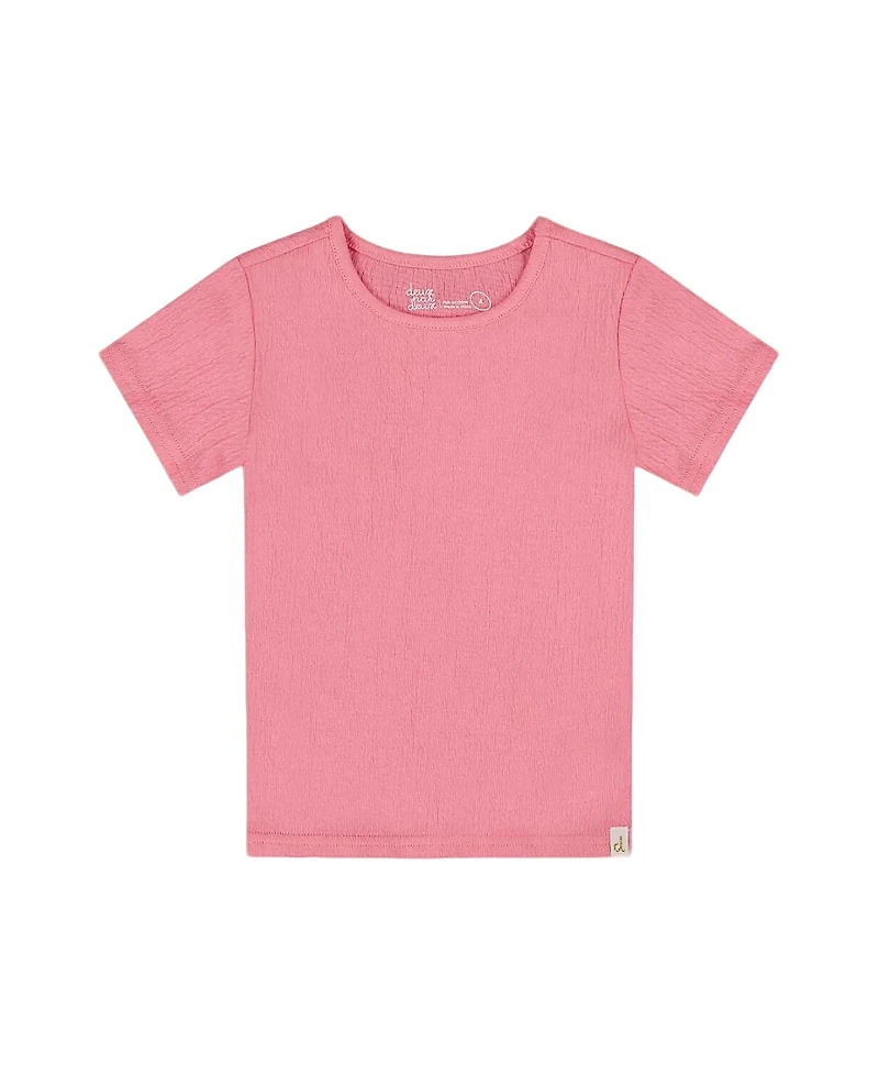 Deux par Girls' Crinkle Short Sleeve T-shirt - Big Kid