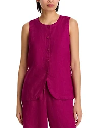 Linen Round Neck Long Vest