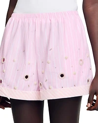 Rhinestone Striped Shorts