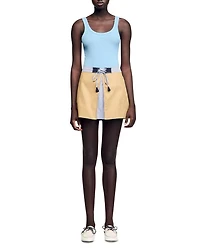 Short Dual Material Skirt