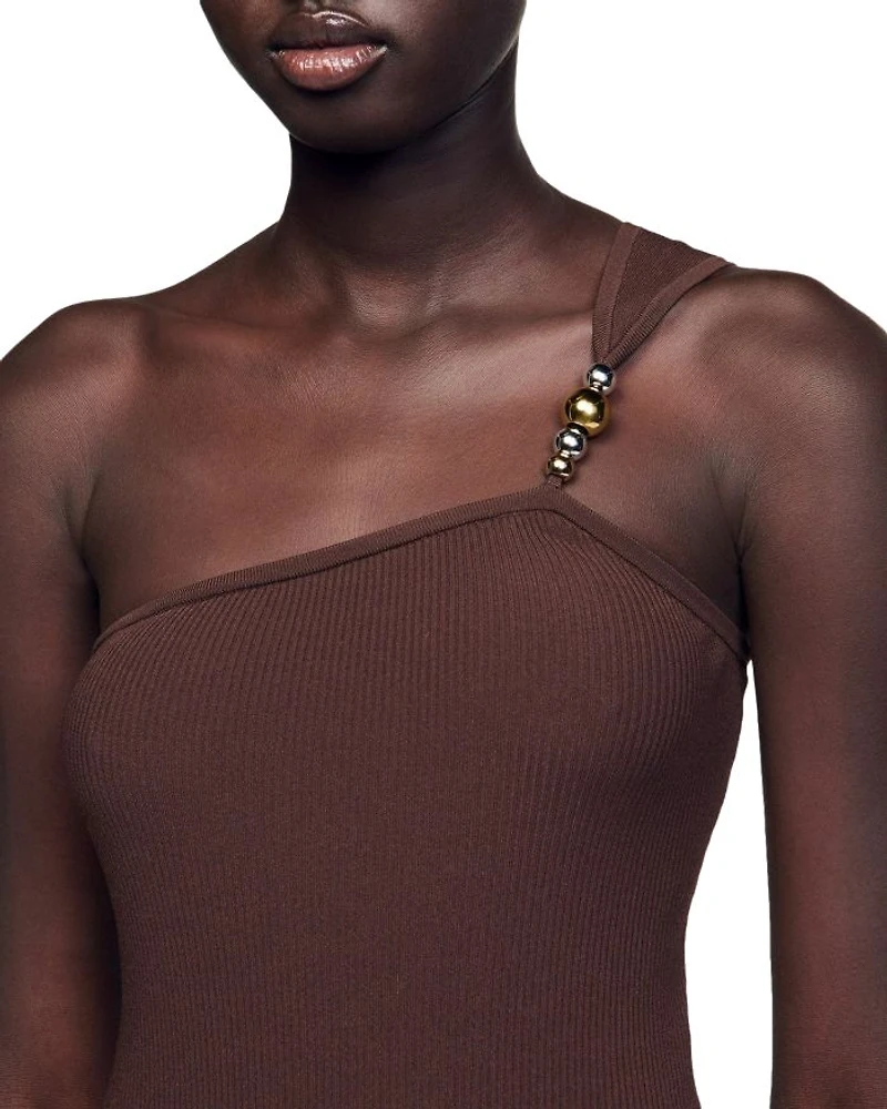 Angele Asymmetric Ribbed Leotard