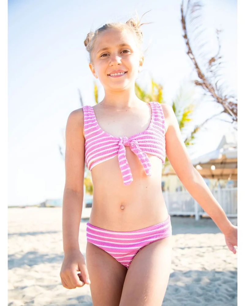 Girls' Crinkle Tie Two Piece Swimsuit - Big Kid