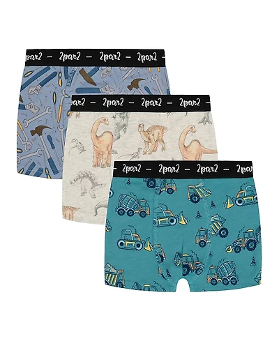 Deux par Deux Boys' Printed Organic Cotton Boxer Shorts, Set of 3 - Little Kid, Big Kid