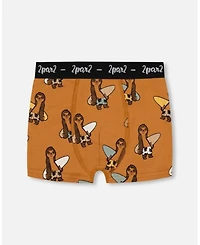 Boys' Printed Organic Cotton Boxer Shorts, Set of 3 - Little Kid