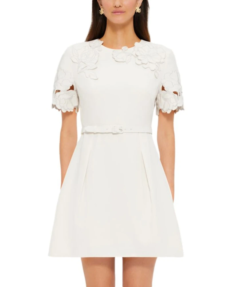 Aurelie Appliqué Short Sleeve Mini Dress
