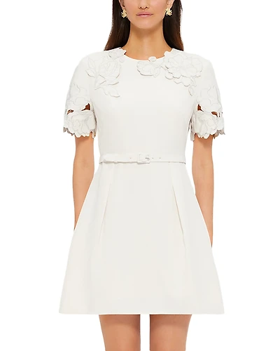 Leo Lin Aurelie Applique Short Sleeve Mini Dress