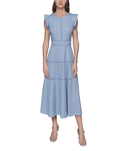 Karl Lagerfeld Paris Round Neck Midi Dress