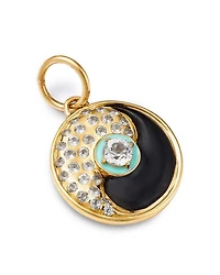 14K Yellow Gold White Topaz Yin Yang Charm
