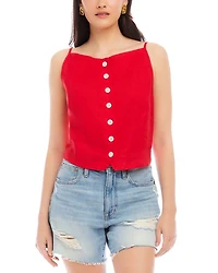 Elis Sleeveless Button Up Linen Top
