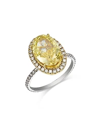 Bloomingdale's Fine Collection Certified Lab Grown White & Yellow Oval Diamond Halo Engagement Ring