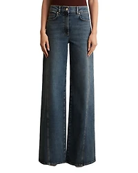 Petite Fern Twist Seam High Rise Wide Leg Jeans Mid Blue