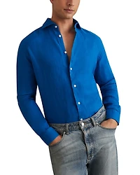 Ruban Long Sleeve Button Front Linen Shirt