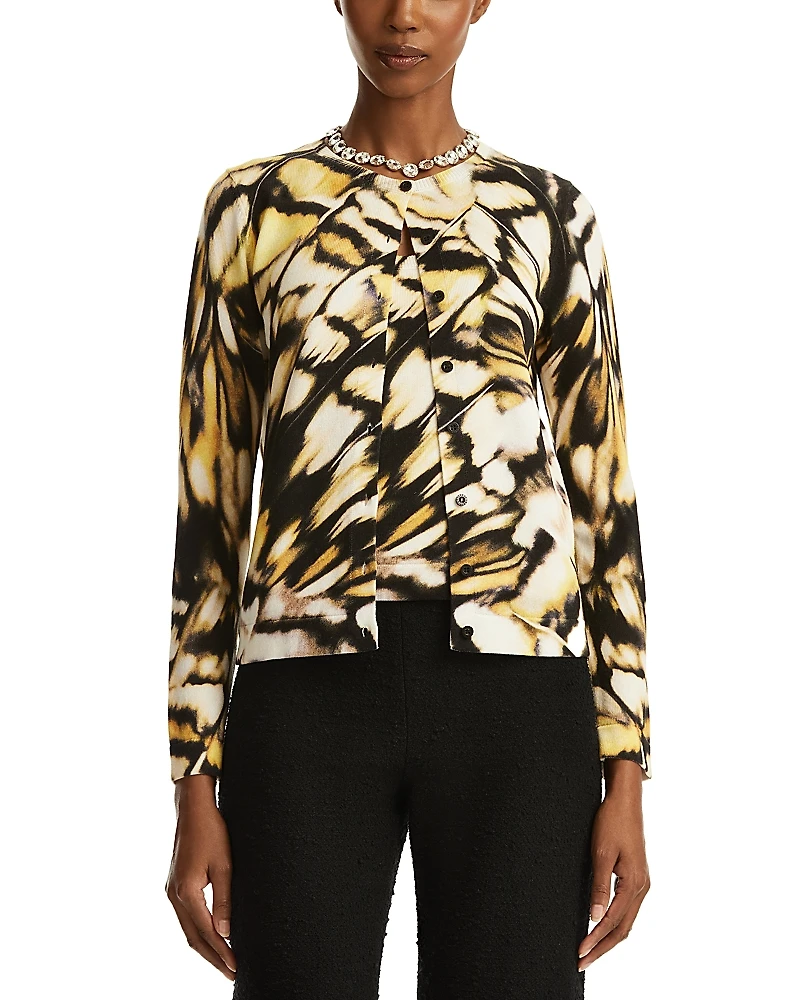 Oscar de la Renta Butterfly Print Cardigan