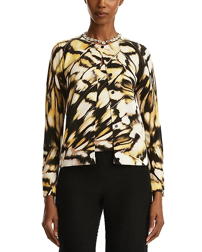 Oscar de la Renta Butterfly Print Cardigan